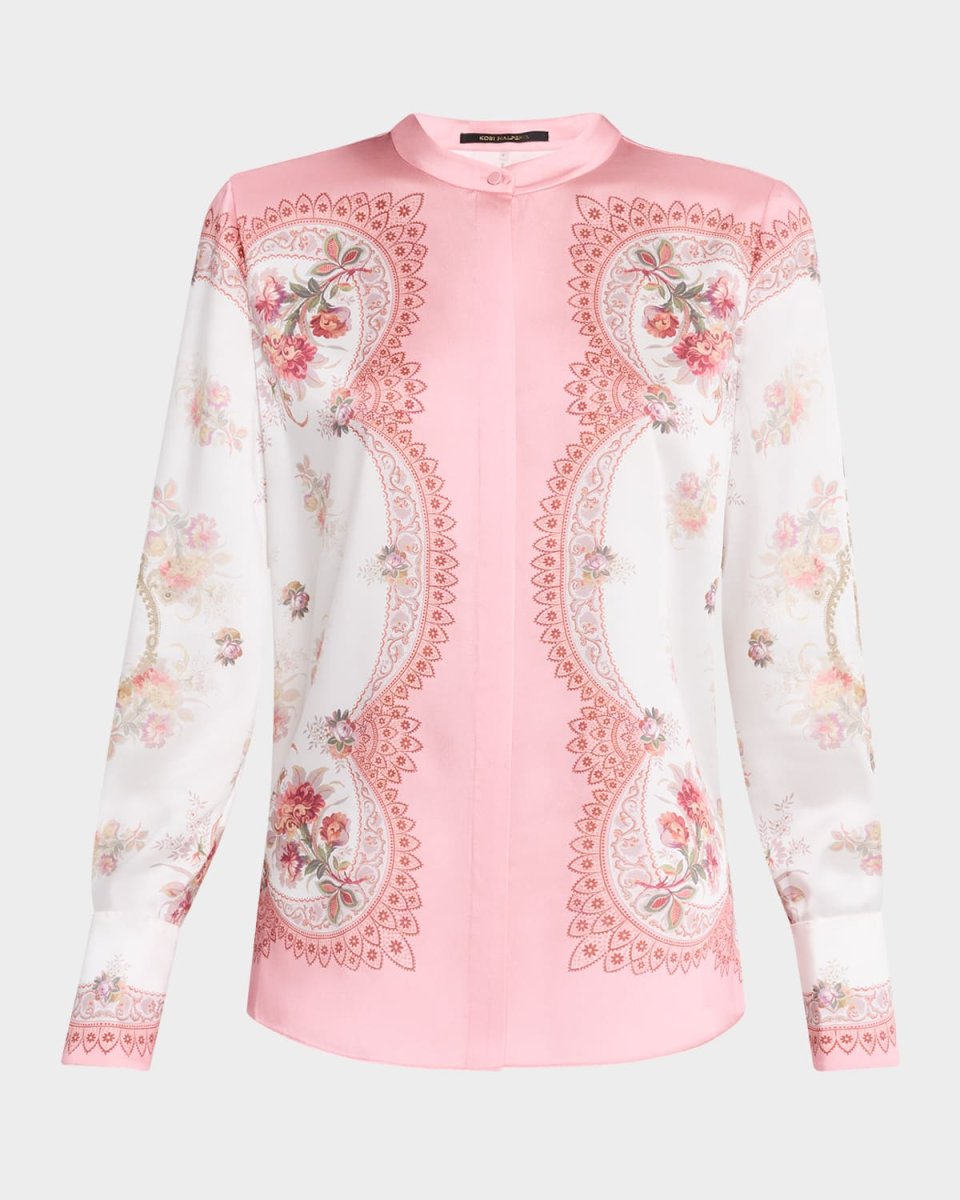 Juliette Colorblock Floral-Print Blouse